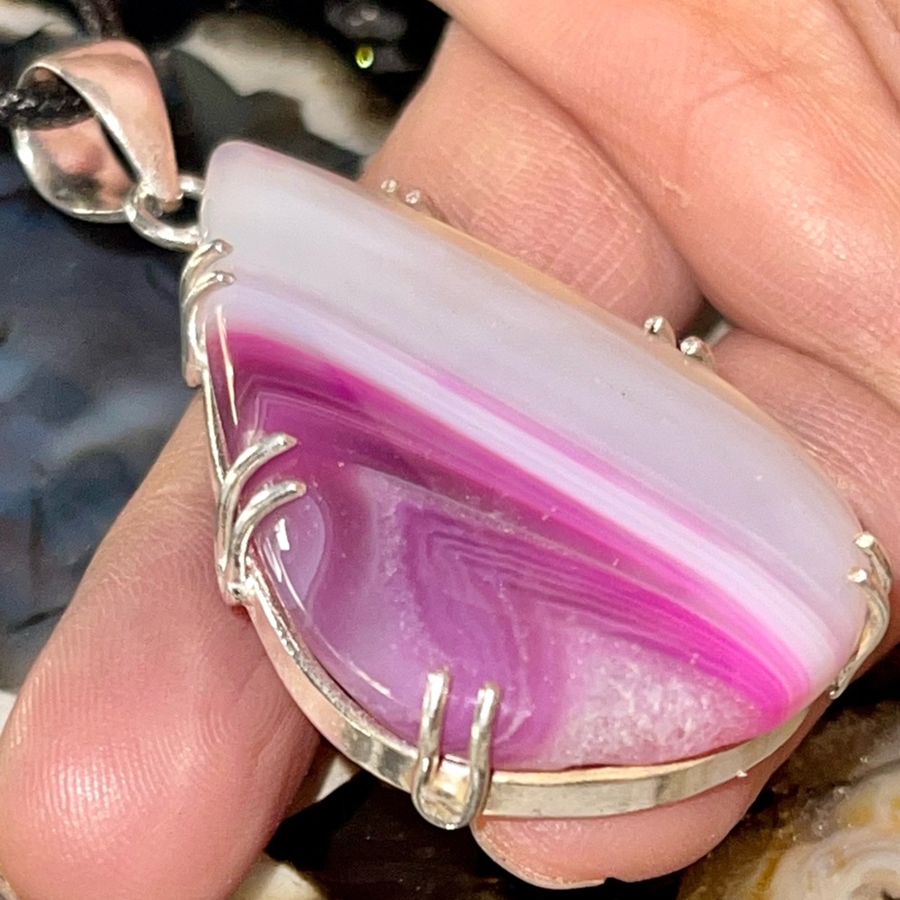 Pink Lace Agate Pendant 2 1/4”